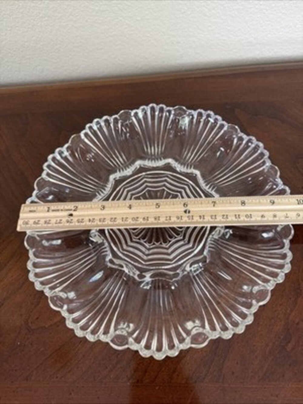 Vintage Clear Glass Deviled Egg Shellfish Platter Tray ~10" Diameter - Picture 3 of 6